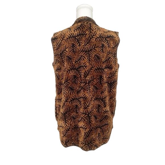 Coldwater Creek Vintage Brown & Black Fern Printed Fleece Vest Small - Picture 6 of 8